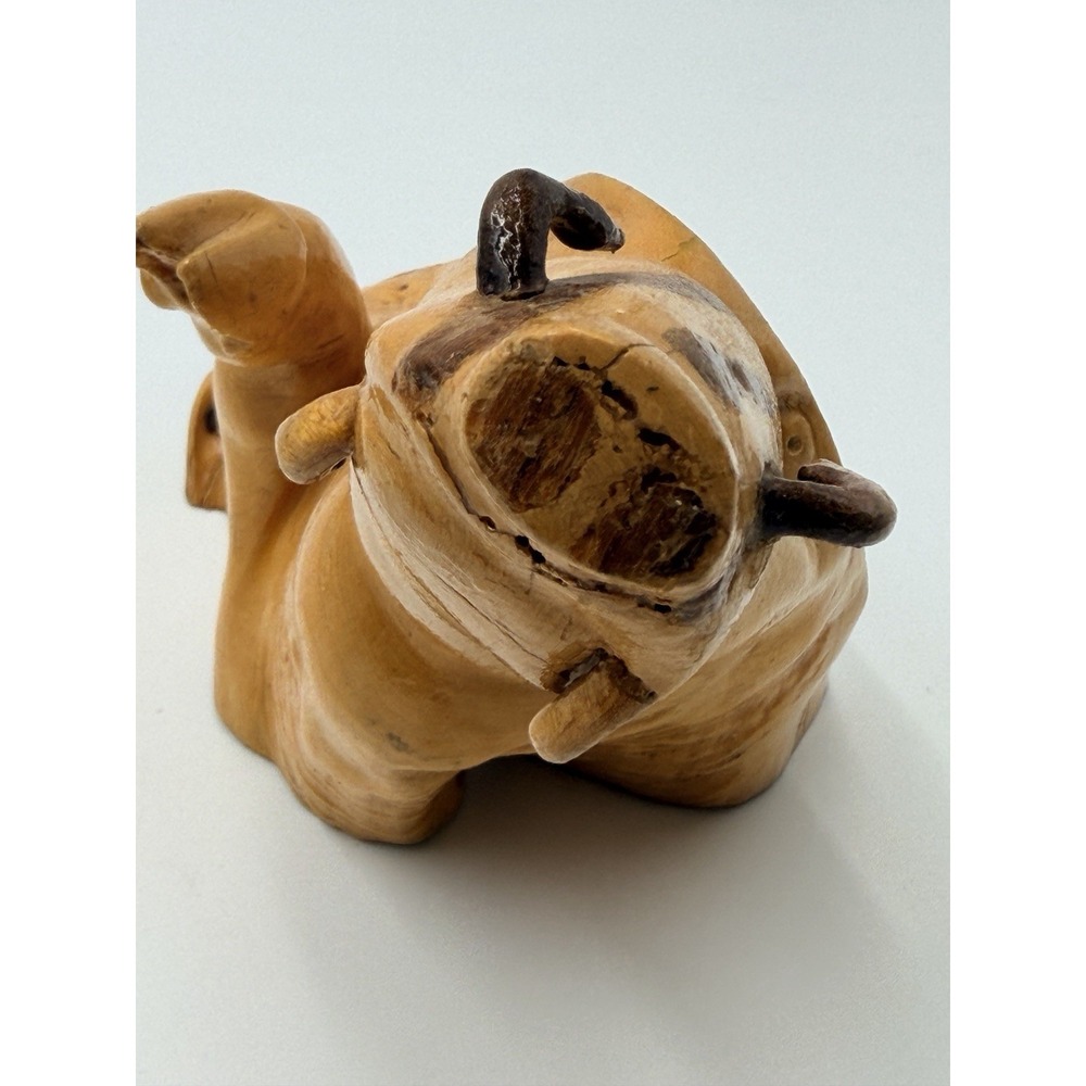 Hand Carved Wood Pig Boar Planter Holder Catchall Bowl Bizarre Folk Art WIERD - Picture 2 of 13